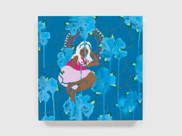 Suchitra Mattai b. 1973liquid song, 2022 Gouache and acrylic on wood 16 x 16 in 40.6 x 40.6 cm