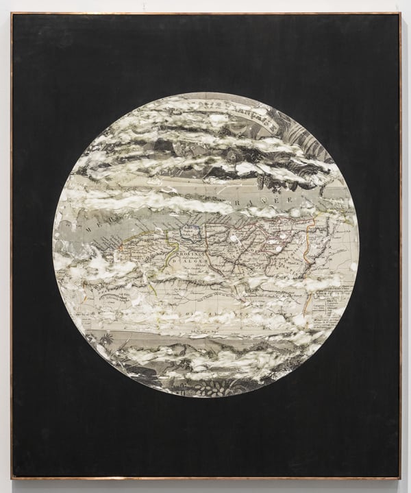 Glenn Kaino The Past Has Not Yet Happened (Algeria), 2017 Archival ink transfer on calcium sulfate with steel reinforcement, wood and India ink on canvas panel with copper frame 49 x 41 x 3 in 124.5 x 104.1 x 7.6 cm