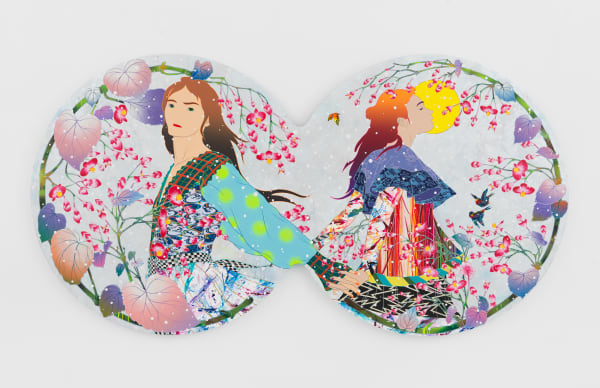 Tomokazu Matsuyama Wall To Wall With You, 2021 Acrylic and mixed media on canvas 92 x 48 x 2 inches 233.7 x 121.9 x 5.1 cms