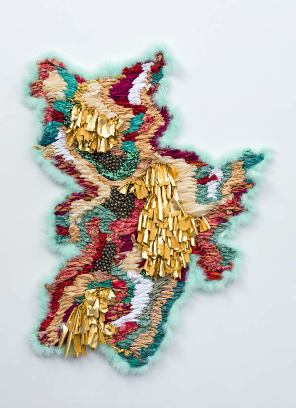 Suchitra Mattai b. 1973The warm embrace, 2022 Vintage saris, fabric, ghungroo bells, and boa