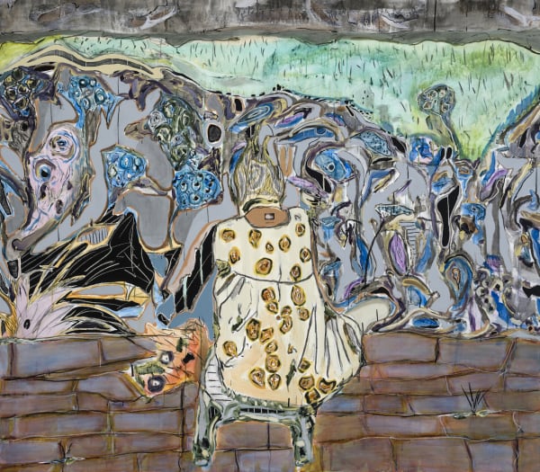 Manuel Mathieu Autoportrait, 2017 Acrylic, asoil stick, chalk, charcoal, spray paint, and tape on canvas 70 x 80 in 177.8 x 203.2 cm