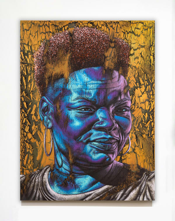 Alfred Conteh Reesie, 2020 Acrylic and urethane plastic on canvas 48 x 36 x 3 in 121.9 x 91.4 x 7.6 cm