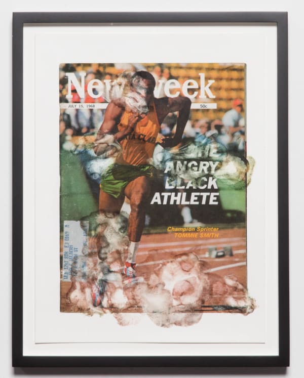 Glenn Kaino 19.83-Newsweek, 2013 Alcohol gel transfer on paper 16 x 12 1/2 x 1 1/2 in 40.6 x 31.8 x 3.8 cm