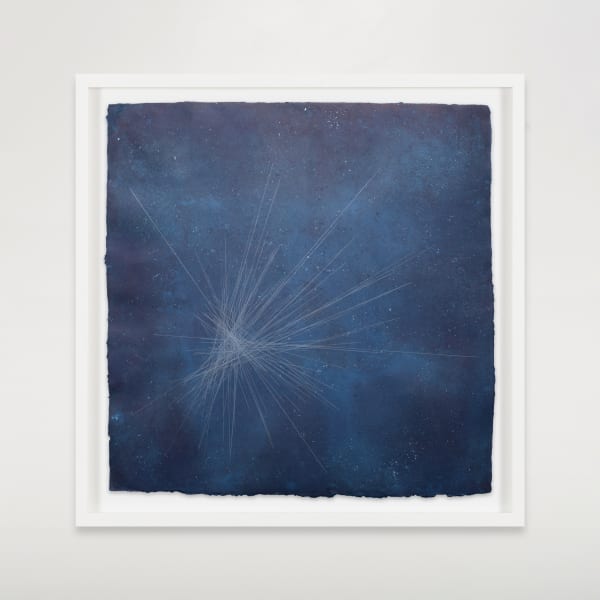 Miya Ando b. 1973Radiant of the Alpha Centaurids Meteor Shower February 9, 2021 Graphite, indigo, micronized pure silver, aluminum embedded paper 39 x 39 in 99 x 99 cm