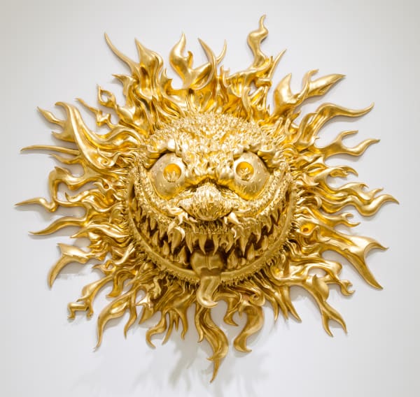 Tony Tasset b. 1960Angry Sun, 2018 Fiberglass, paint, and faux gold leaf 72 x 72 x 24 in 182.9 x 182.9 x 61 cm Edition of 3 plus one AP