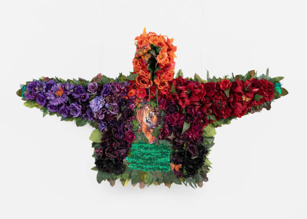 Devan Shimoyama b. 1989February, 2022 Silk flowers, beads, and rhinestones on fabric 50 x 75 x 10 in 127 x 190.5 x 25.4 cm