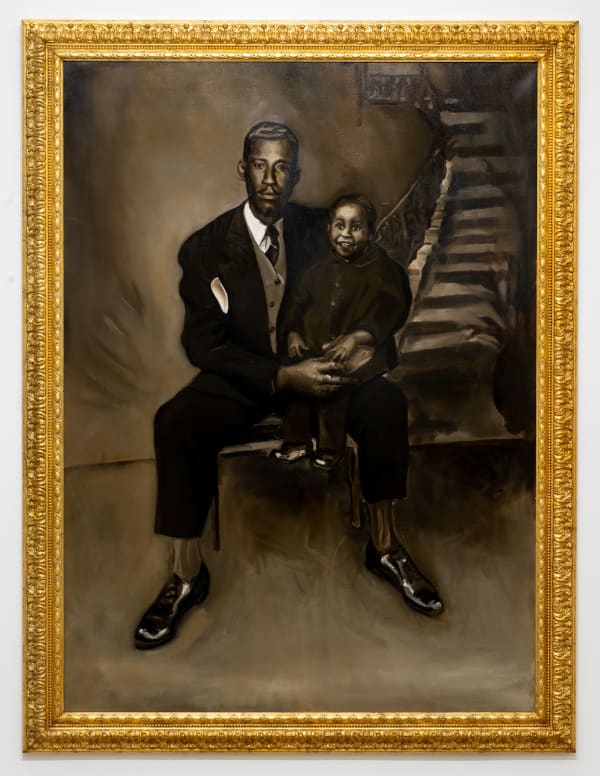 Thelonious Stokes A Post Mortem Portrait of Emmett and Louis Till, 2021 Oil on canvas in gold frame 78 3/4 x 57 1/8 in 200 x 145.1 cm