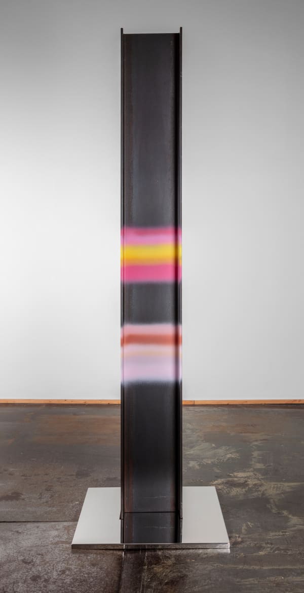 Marie Watt Skywalker Greets Sunrise, IX, 2021 Steel I-beam, stainless steel 108 x 24 x 24 in. 274.3 x 61 x 61 cm 140 lbs