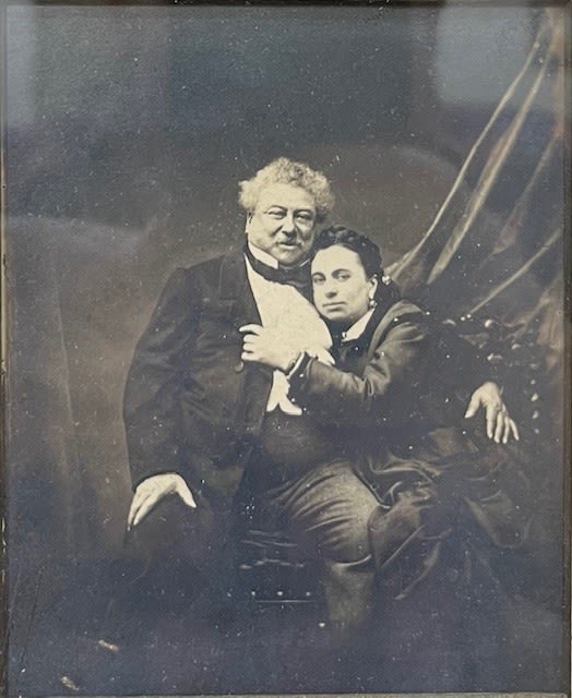 Pierre Petit Alexander Dumas and Adelaide I. Mencken, c. 1850 Albumen photograph Image: 4 x 3 1/2 in. (10.16 x 8.89 cm) Frame: 15 x 13 1/2 x 2 in. (38.1 x 34.29 x 5.08 cm)