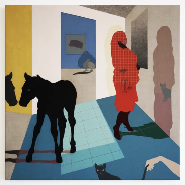 Jeffly Gabriela Molina Present Company: A Pretentious Pony & an Opera Singer, 2017 Oil and graphite on linen 54” x 54”