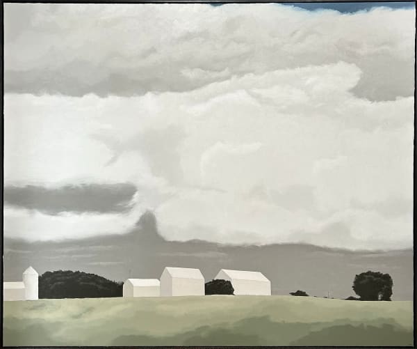 Framed view of Neil Williams oil on linen painting 'A Way to Connect', as featured in his solo exhibition 'Distance' at kellilundberg.art.