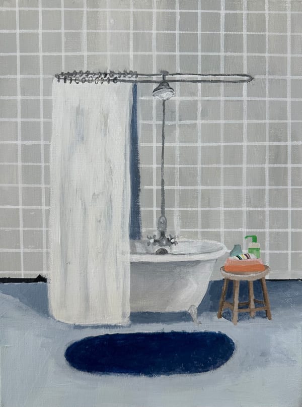 Polly Shindler Gray Tiled Bathroom, 2020 14 x 11 inches