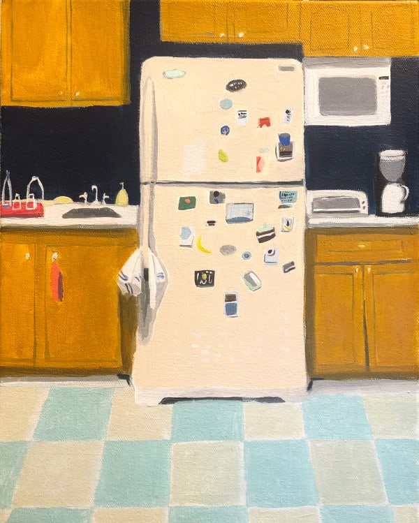 Polly Shindler Peach Refrigerator, 2021 14 x 11 inches