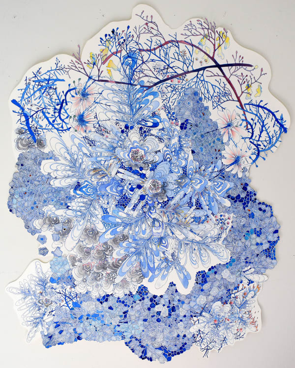 Sarah Morejohn, Ice Over Blue (with small controlled burn), 2021