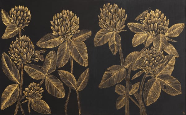 Margot Glass Two Bees Diptych, 2020 10 x 8 inches (each), 10 x 16 inches (diptych)