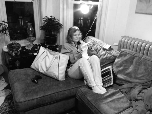 Katrina Majkut, Katrina Majkut stitching in the studio