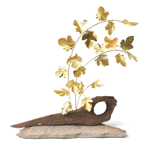 Strayed Brass, wood, stone Fig: wisdom, success 310mm x 360mm x 80mm