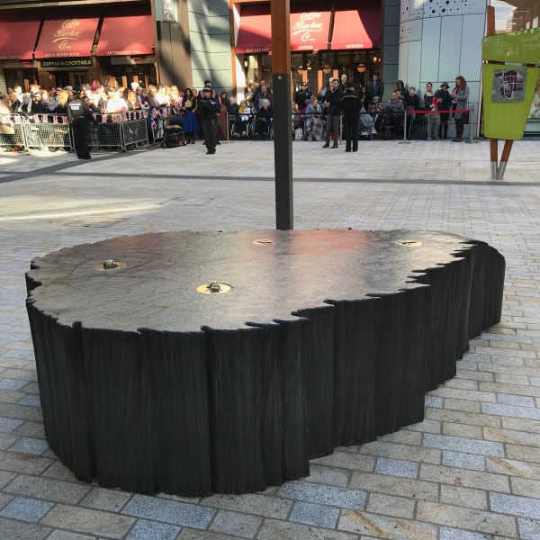 Birch Cast Jesmonite, cast brass Bench 1800mm x 2700mm x 420mm Cast insects 130mm dia