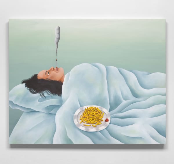 Joëlle Dubois, Bed Habits (Hommage to Annette Lemieux and Philip Guston), 2022