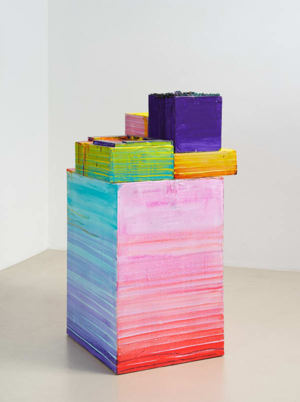 John Kørner, Painted cardboard box construction, 2024
