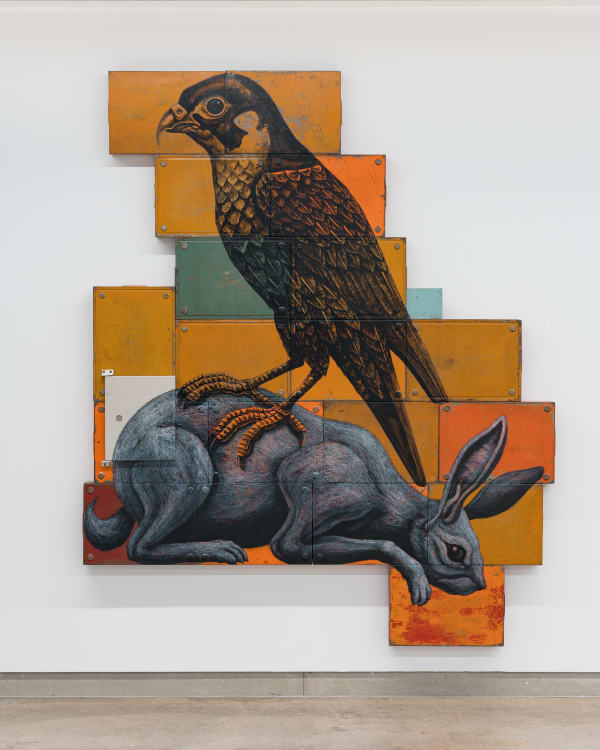 ROA, COMPOSITION ORYCTOLAGUS CUNICULUS & FALCO PEREGRINUS (Composition Rabbit & Peregrine Falcon - Konijn & Slechtvalk compositie), 2023