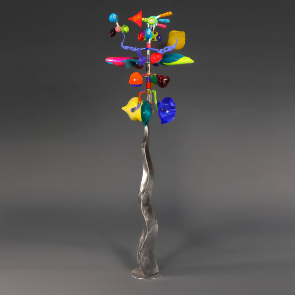 Andrew Carson, MINI COLOR SWIRL METAL POLE & GLASS WIND SCULPTURE