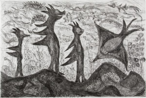 Lotte Glob Moving on, 2022 etching 41cm x 60cm (64cm x 82cm framed) Edition of 5