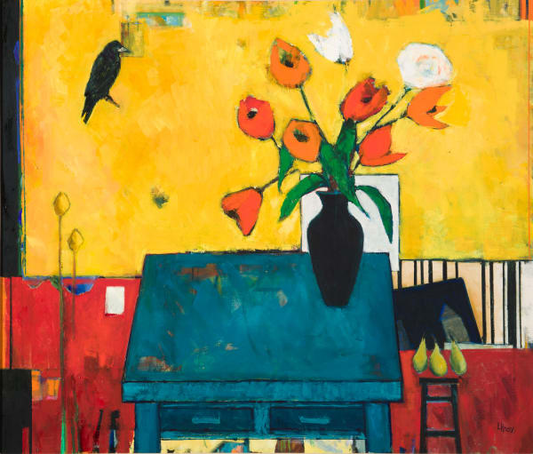 Liz Knox Watching and Waiting oil on linen 92cm x 107cm 36 x 42 in