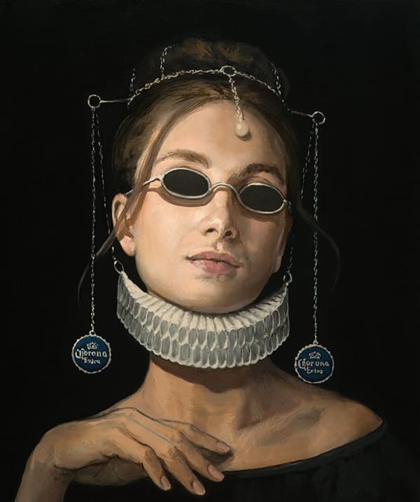 Alan Macdonald The Judge, 2023 oil on board 36cm x 30cm (53cm x 47cm framed)