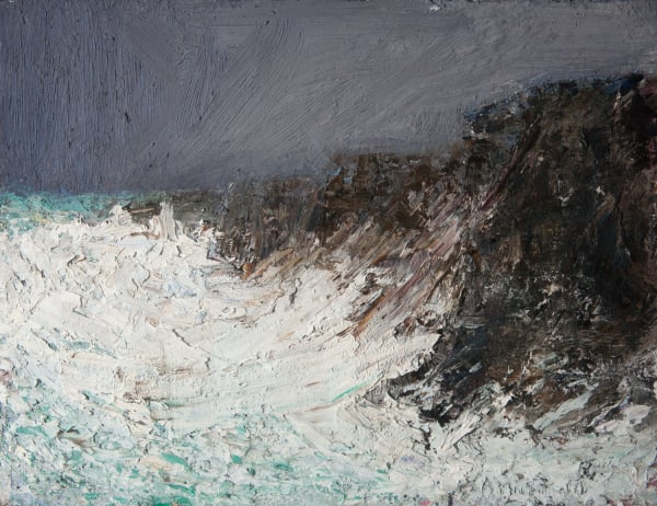 Allan MacDonald maelstrom, Eshaness oil on board 24cm x 31cm
