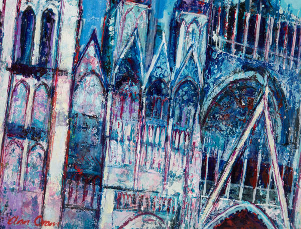 Ann Oram Section of Rouen Cathedral acrylic on gesso board 30cm x 41cm