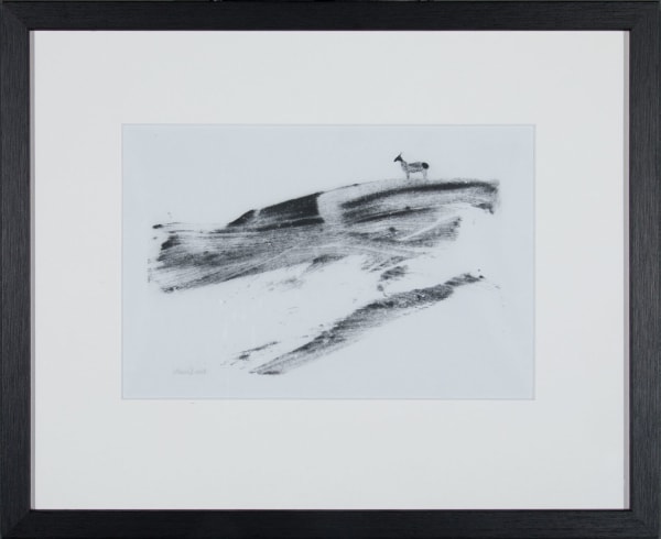 Helen Denerley Beast on Hillside, 2023 monoprint 19cm x 29cm (37cm x 46cm framed)