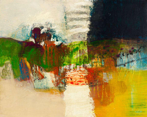 Christopher Wood RSW A Piece of the Wind, 2025 acrylic and collage on panel 61cm x 76cm (81cm x 96cm framed)