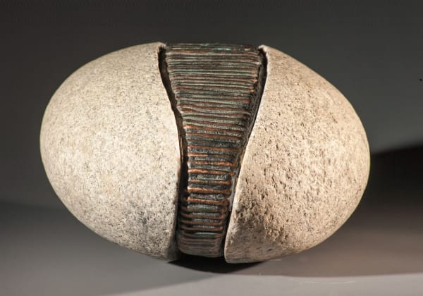 Steve Dilworth Deep Water Stone, 2016 Harris stone, beach stone, copper, seabed water 11cm high x 20cm x 18cm