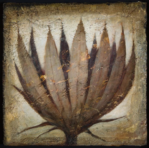 Peter White Flower 8 acrylic and wax 20cm x 20.5cm