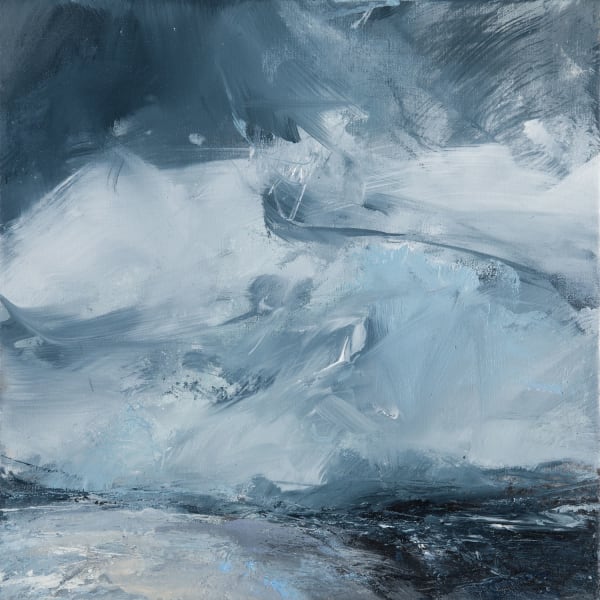 Janette Kerr A stoor o' wind, Brindister, 2021 oil on board 40cm x 40cm (43cm x 43cm)