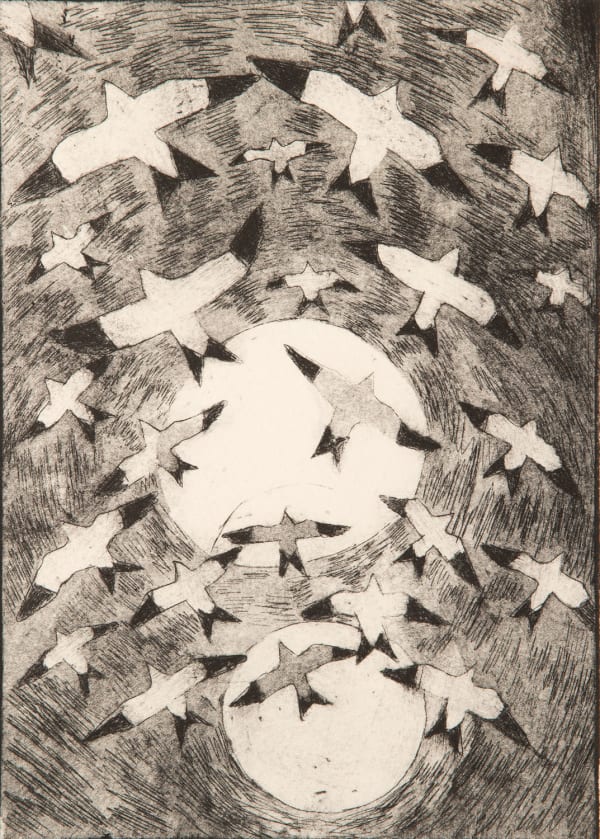 Paul Bloomer Snow Buntings, 2019 etching 21cm x 15cm Edition of 50
