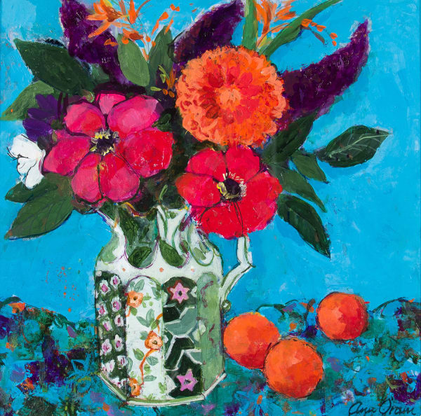 Dahlias in an Ironstone Jug | ANN ORAM