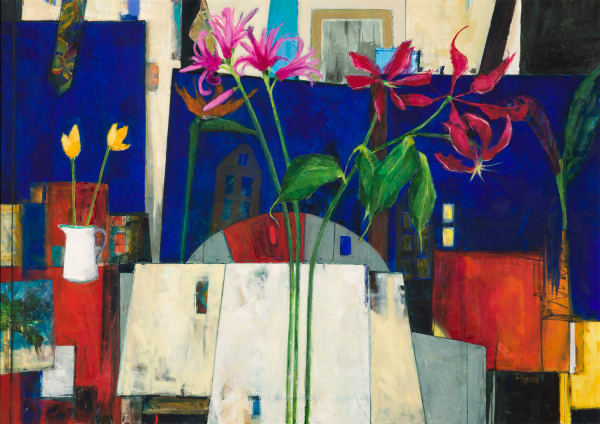 Liz Knox Assemblage oil on canvas 76cm x 107cm 30 x 42 in