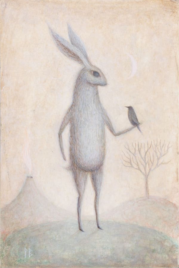Paul Barnes The Blue Hare, 2024 acrylic on board 15cm x 10cm