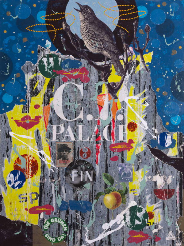 Colin Brown Song for Beuys, 2025 collage and mixed media 80cm x 60cm (83cm x 63cm framed)