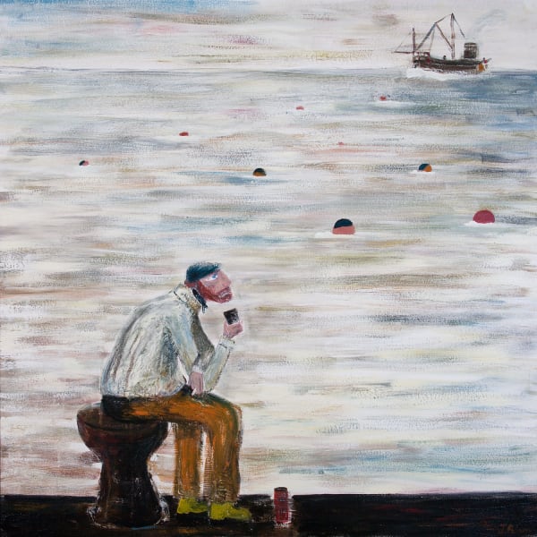 James Newton Adams Happiness is a Warm Thermos acrylic on canvas 97cm x 97cm