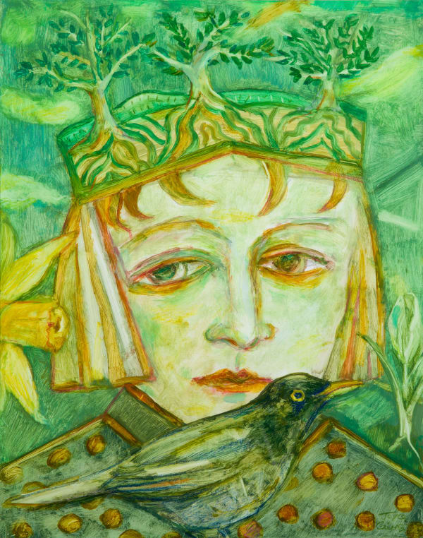 Joyce W Cairns Spring Guise oil on panel 38cm x 29.5cm