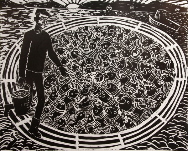 PAUL BLOOMER | fishfarm | woodcut | kilmorack gallery