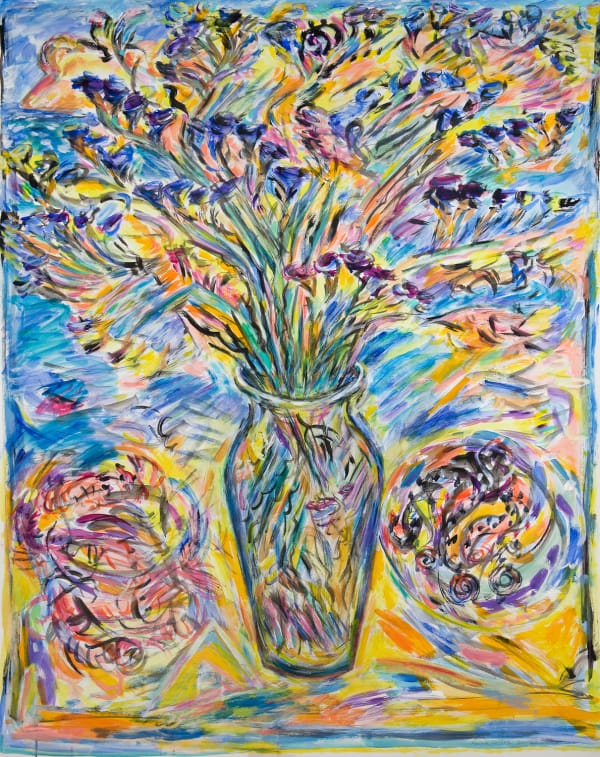 Fionna Carlisle Flowers from Despina acrylic on paper 125cm x 98cm