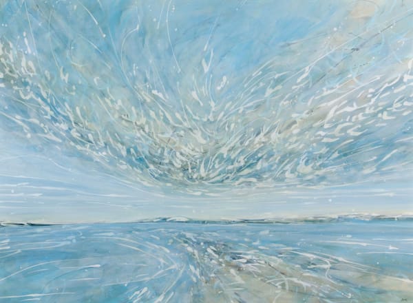 Lizzie Rose Zephyr Weaving , 2022 acrylic and pencil 95cm x 130cm (105cm x 141cm framed)