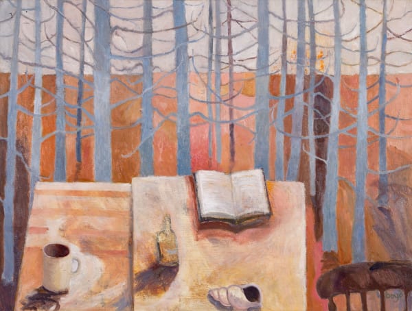 Becs Boyd The Midnight Moment's Forest, 2025 oil on cradled ply 60cm x 80cm (66cm x 88cm framed)