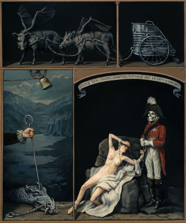 Alan Macdonald Well, If Purseus Won't Do It..., 2023 oil on linen 73cm x 60cm (90cm x 77cm framed)