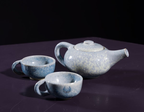 Allison Weightman Tea for Tiny People iii, 2025 ceramic Teapot 6cm (h) x 13cm x 9cm, Tea cup 5cm diameter