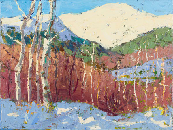 Allan MacDonald Sun and Shadow, Glen Cannich, 2023 oil on canvas 30cm x 41cm (36cm x 46cm framed)